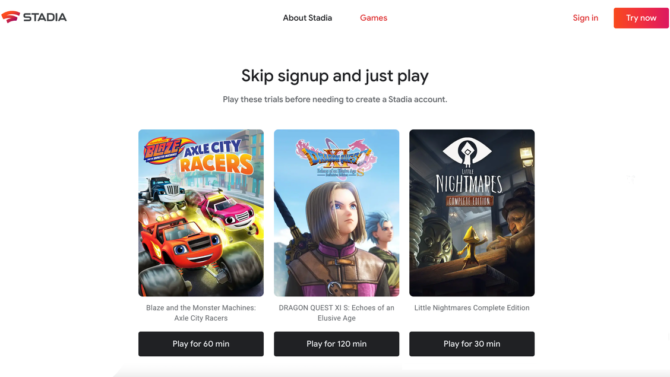 Google Stadia has over 120 game trials, no subscription needed